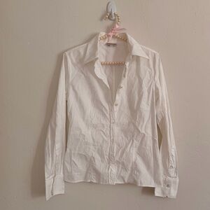 Emporio Armani Ivory Button up down shirt size 8 women’s slim blouse top